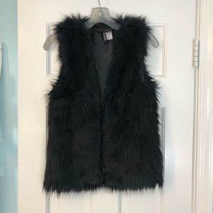 Black faux fur vest